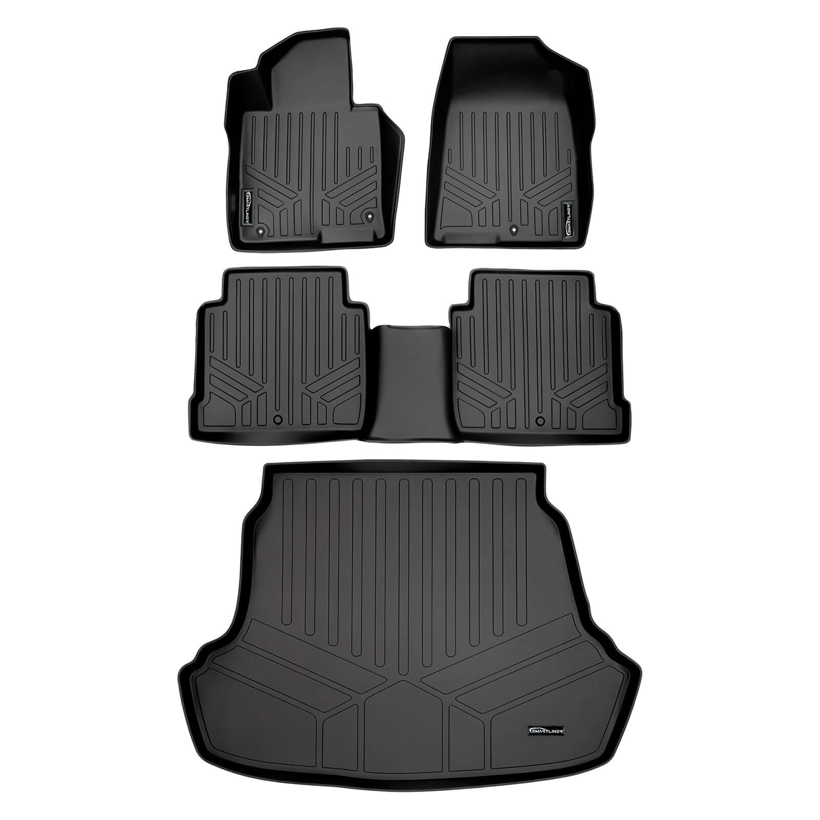 Smartliner Custom Fit Floor Mats 2 Row Liner Set Black Compatible with 2016 2020 Kia Sorento All Models