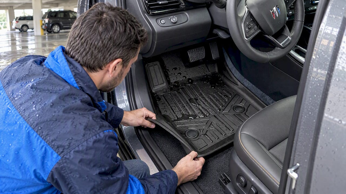Smartliner floor liner containing rainwater
