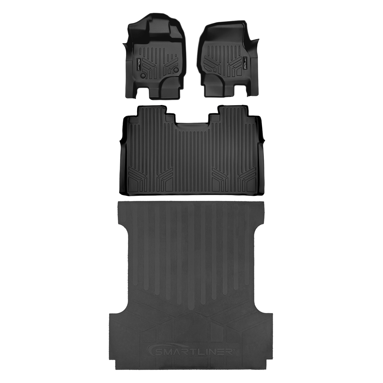 SmartCoverage™ Custom Fit Floor Liners For 2015-2024 Ford F-150 SuperCrew Cab with 1st Row Bench Seat (No OTH and no 2nd Row Underseat Storage) Vinyl Flooring