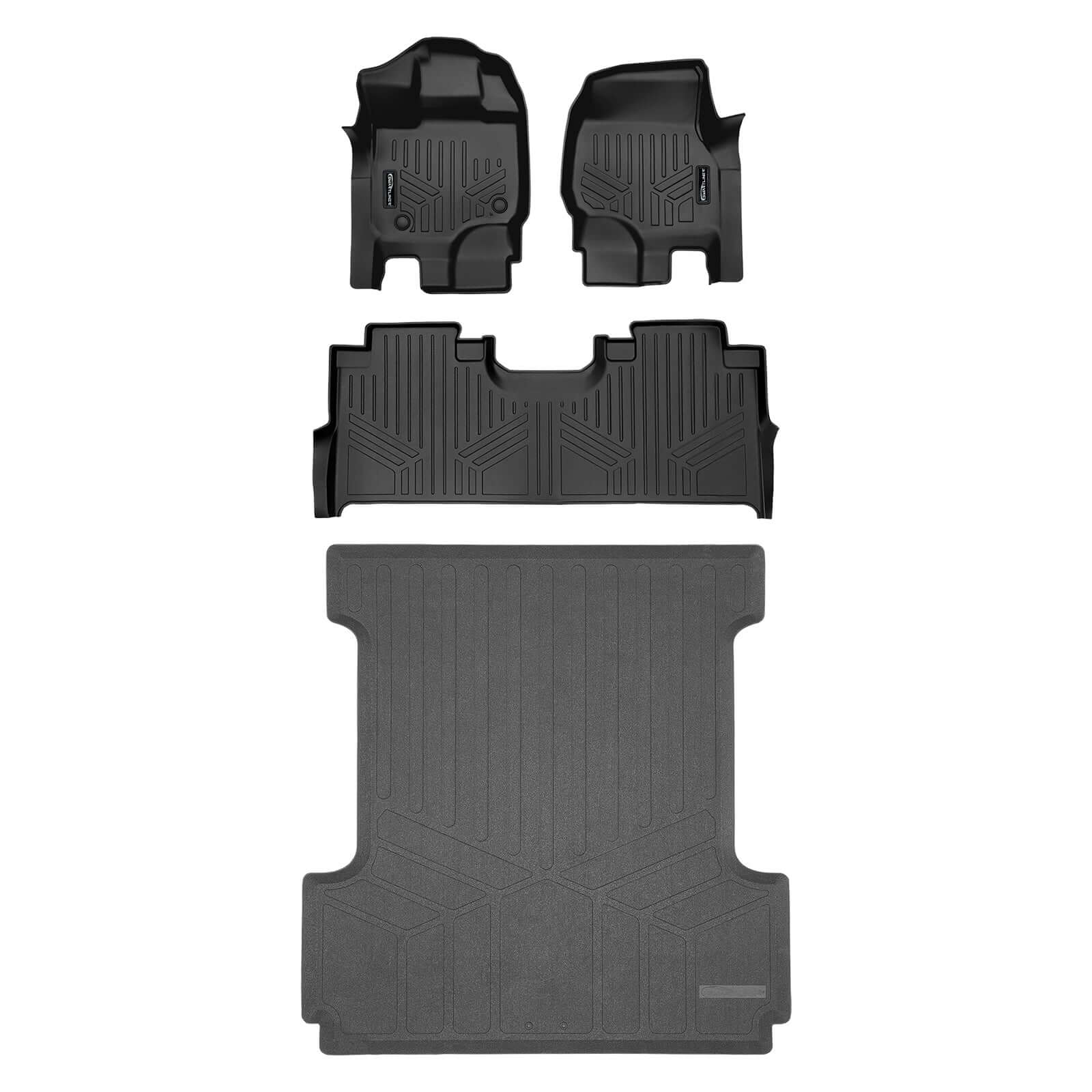 SmartCoverage™ Custom Fit Floor Liners For 2015-2024 Ford F-150 with 1st Row Bucket Seats & OEM 2nd Row Under Seat Storage