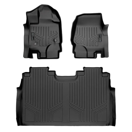 Smart Liner USA Motor Vehicle Interior Fittings Black / 2 Row Floor Mat Liner Set SmartCoverageâ„¢ Custom Fit Floor Liners For 2015-2025 Ford F-150 SuperCrew Cab with 1st Row Bucket Seats (Vinyl Flooring)