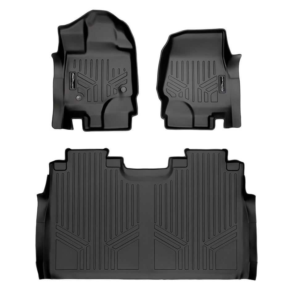Smart Liner USA Motor Vehicle Interior Fittings Black / 2 Row Floor Mat Liner Set SmartCoverageâ„¢ Custom Fit Floor Liners For 2015-2025 Ford F-150 SuperCrew Cab with 1st Row Bucket Seats (Vinyl Flooring)