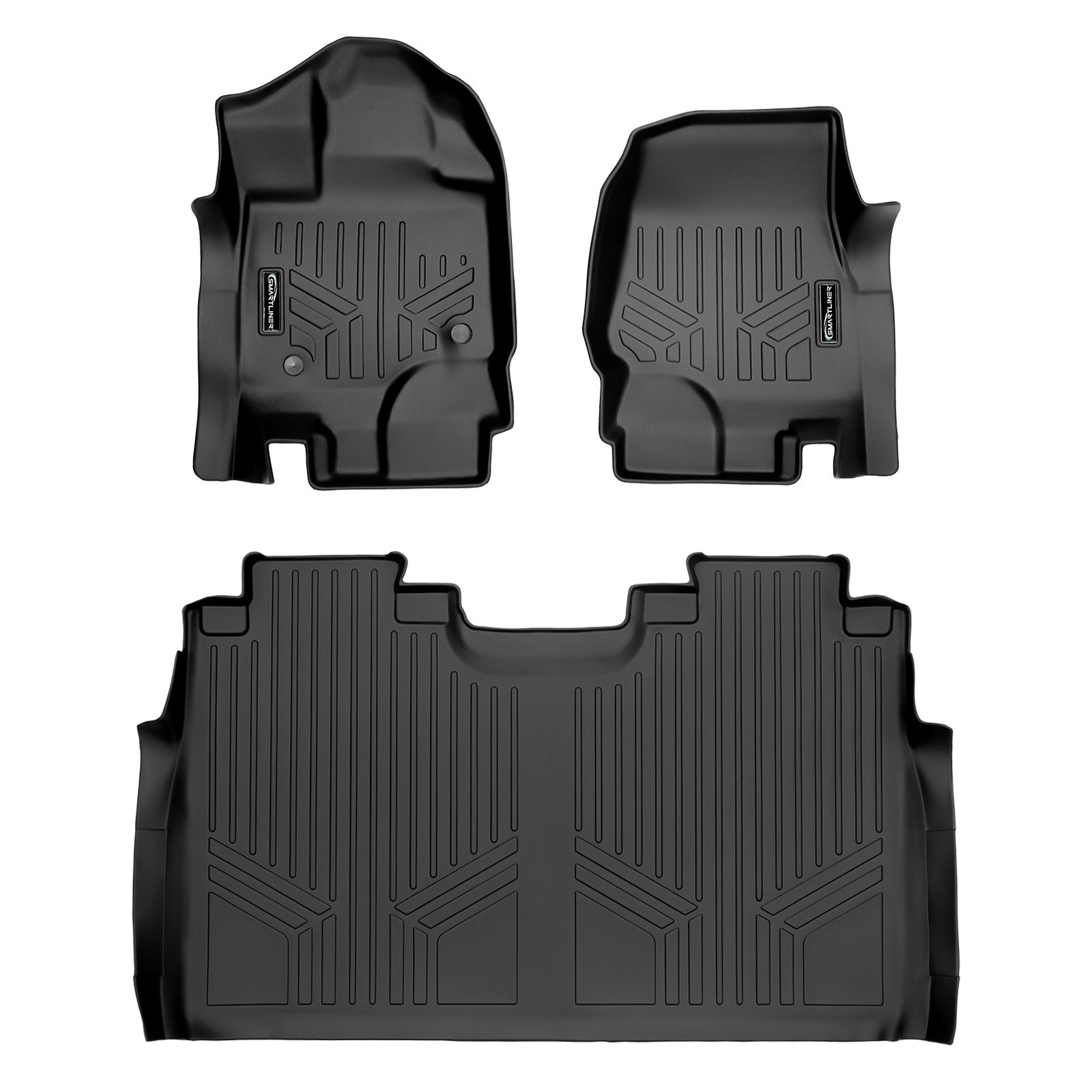 SMARTLINER Custom Fit Floor Liners For 2015-2024 Ford F-150 SuperCrew Cab with 1st Row Bucket Seats (Vinyl Flooring)