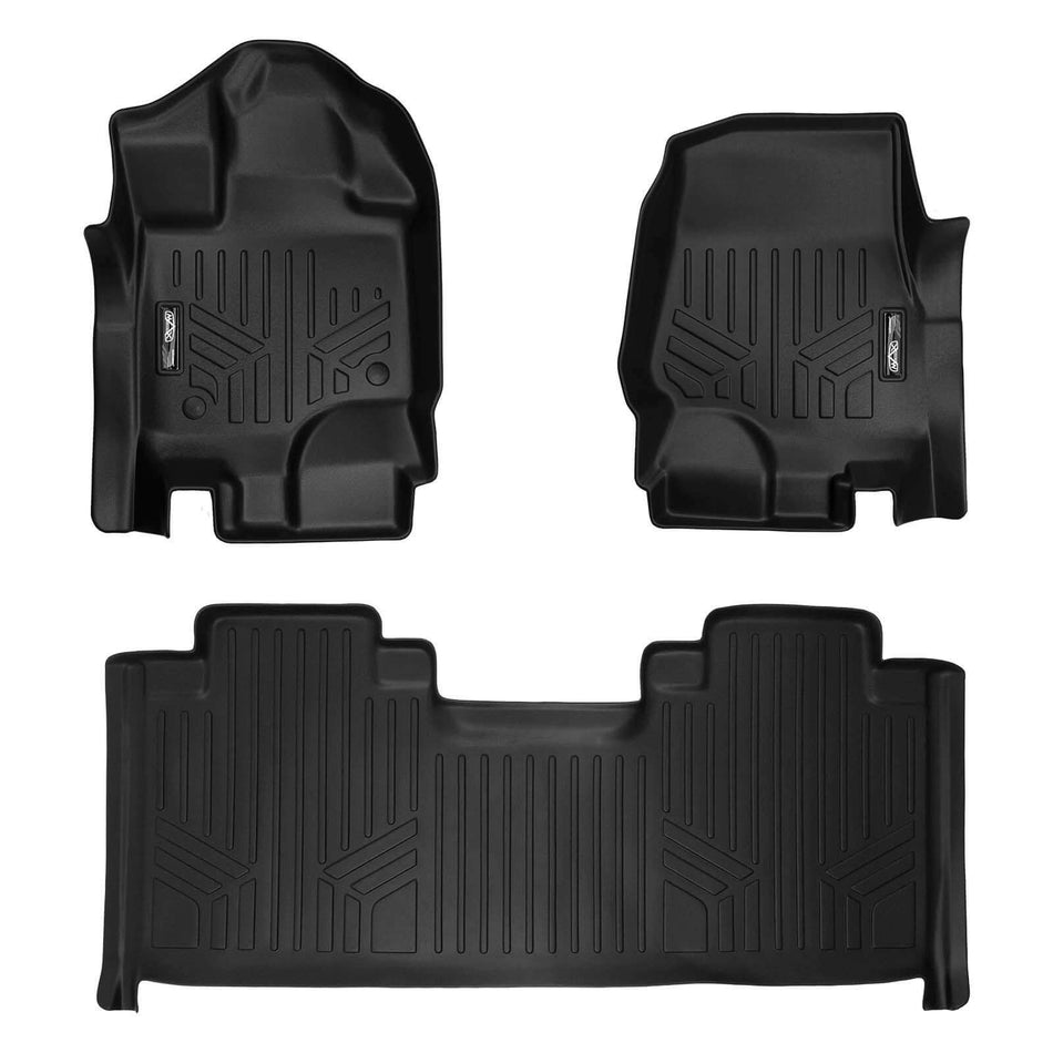 Smart Liner USA Motor Vehicle Interior Fittings Black / 2 Row Floor Mat Liner Set SMARTLINER Custom Fit Floor Liners For 2015-2025 Ford F-150 SuperCab with 1st Row Bucket Seats Vinyl Flooring