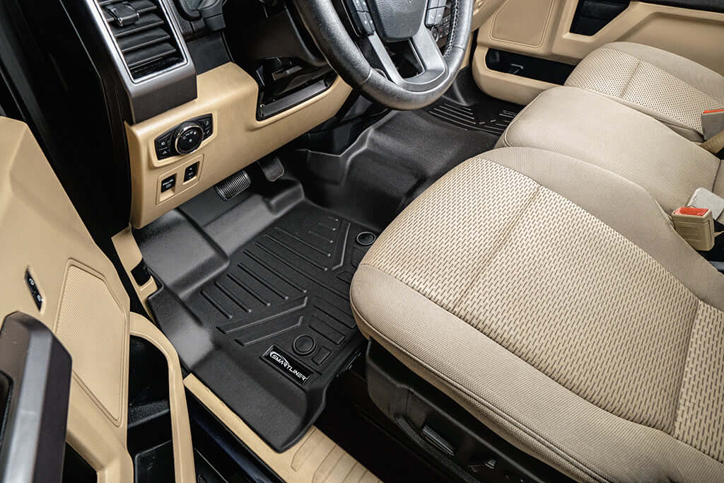 SmartCoverage™ Custom Fit Floor Liners For 2015-2024 Ford F-150 SuperCrew Cab with 1st Row Bench Seat No 2nd Row Underseat Storage (Vinyl Flooring)