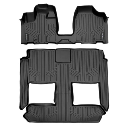 Smart Liner USA Floor Liners Black / 2 Row Floor Mat Liner Set (Over the Hump) 2008-2012 Dodge Grand Caravan Floor Liners | 2nd Row Stow'n Go Bucket Seats, No Super Console | SMARTLINER