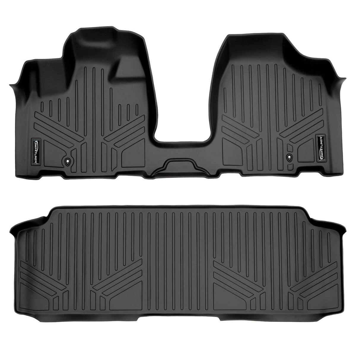 Smart Liner USA Floor Liners Black / 2 Row Floor Mat Liner Set (Over the Hump) 2008-2012 Dodge Grand Caravan Floor Liners | 2nd Row Bench Seats, No Super Console | SMARTLINER