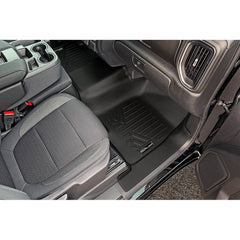 SmartCoverageâ„¢ Custom Fit Floor Liners For 2019-2025 Chevrolet Silverado 1500 Crew Cab With 1st Row Bench Seat (OTH Coverage) and Carpeted Flooring with the 2nd Row Underseat Storage