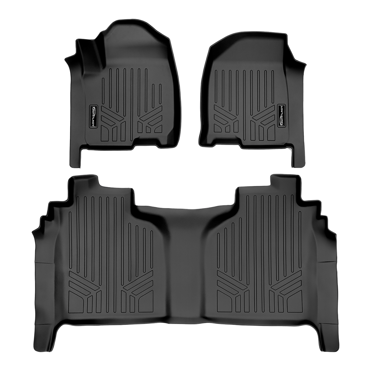 Smartliner USA Motor Vehicle Interior Fittings Black / 2 Row Floor Mat Liner Set SMARTLINER Custom Fit Floor Liners Compatible With 2020-2025 Chevrolet Silverado 2500 HD | 3500 HD (Crew Cab|Vinyl Flooring|1st Row Bench Seats|Without Over the Hump Coverage|with 2nd Row Underseat Storage)