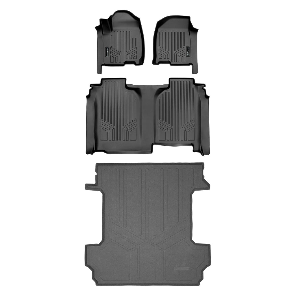 SMARTLINER Custom Fit Floor Liners For 2019-2023 Chevrolet Silverado 1500 Crew Cab With 1st Row Bench Seat (No OTH Coverage) and Vinyl Flooring without the 2nd Row Underseat Storage