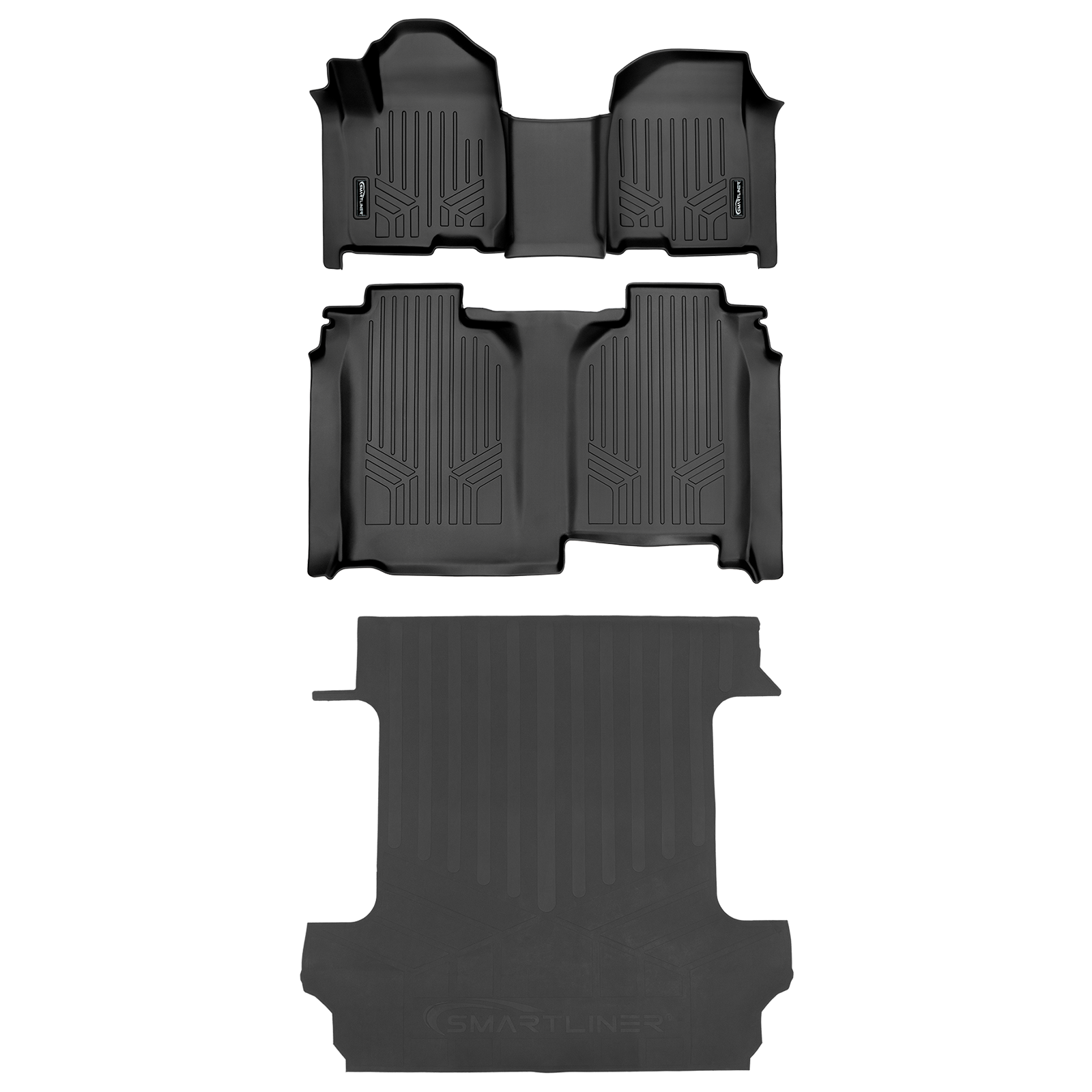 SmartCoverageâ„¢ Custom Fit Floor Liners For 2019-2024 Chevrolet Silverado 1500 Crew Cab With 1st Row Bench Seat (with OTH Coverage) and Vinyl Flooring without the 2nd Row Underseat Storage