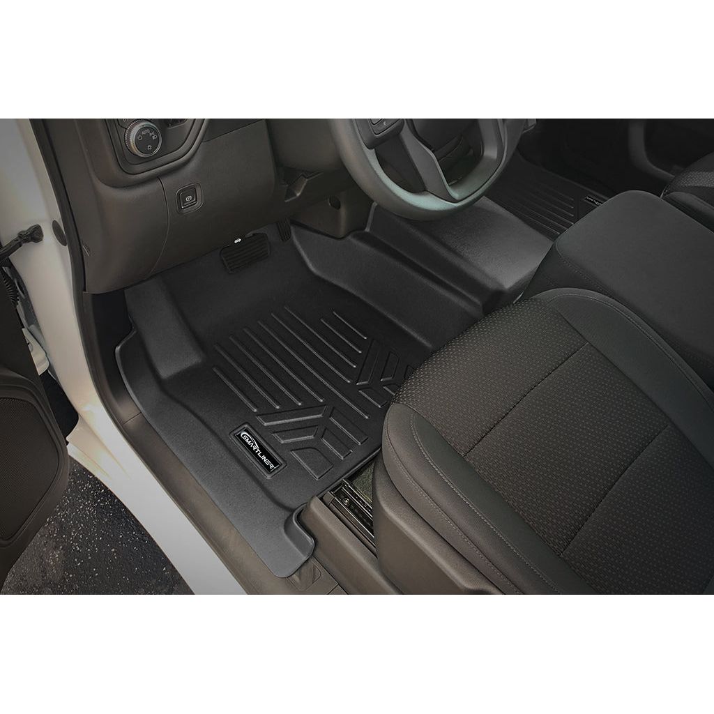 SMARTLINER Custom Fit Floor Liners For 2019-2024 Chevrolet Silverado 1500 Crew Cab With 1st Row Bench Seat (with OTH Coverage) and Vinyl Flooring without the 2nd Row Underseat Storage