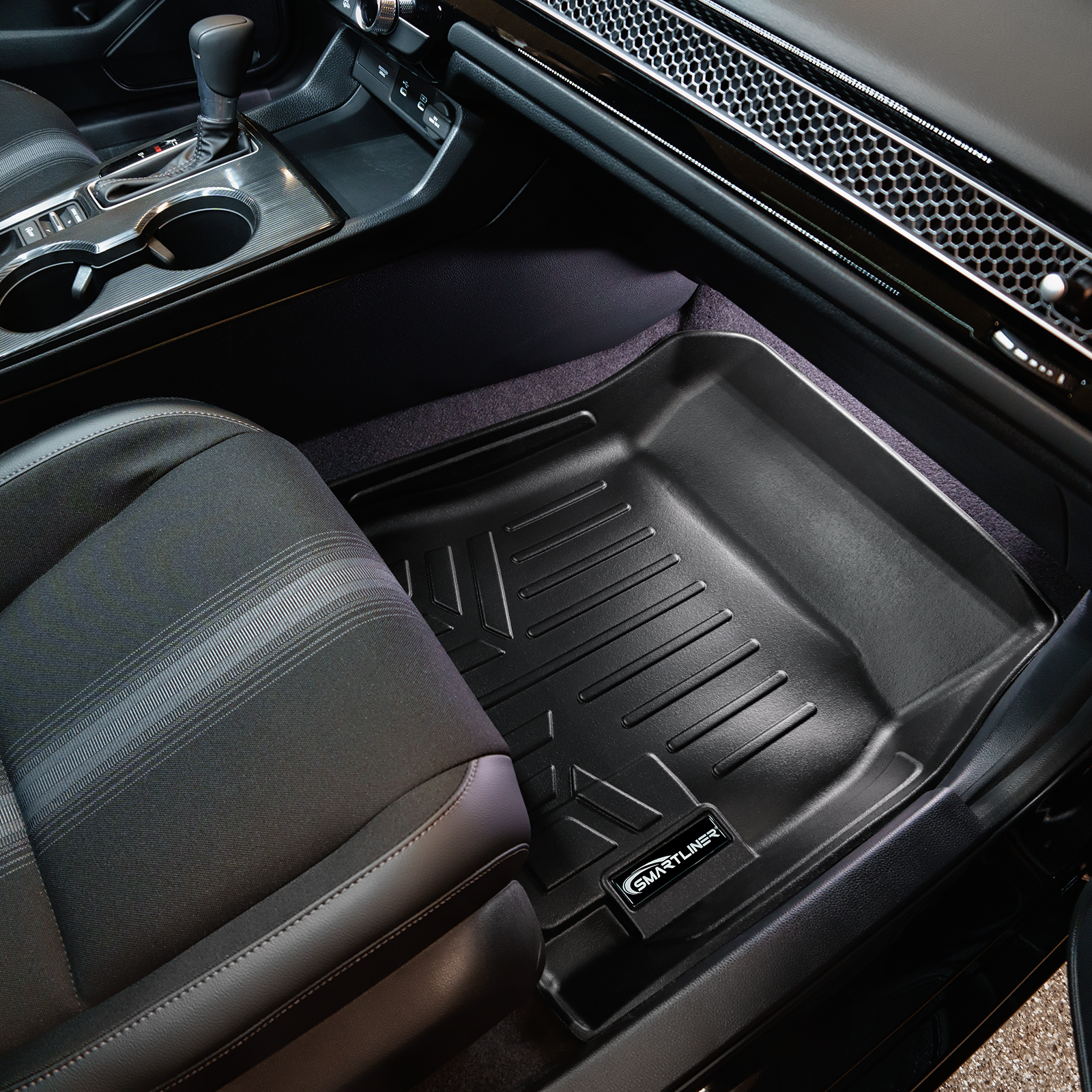 SMARTLINER Custom Fit Floor Liners For 2022-2025 Honda Civic Hatchback with 2nd Row USB Ports and Subwoofer in the Cargo Area