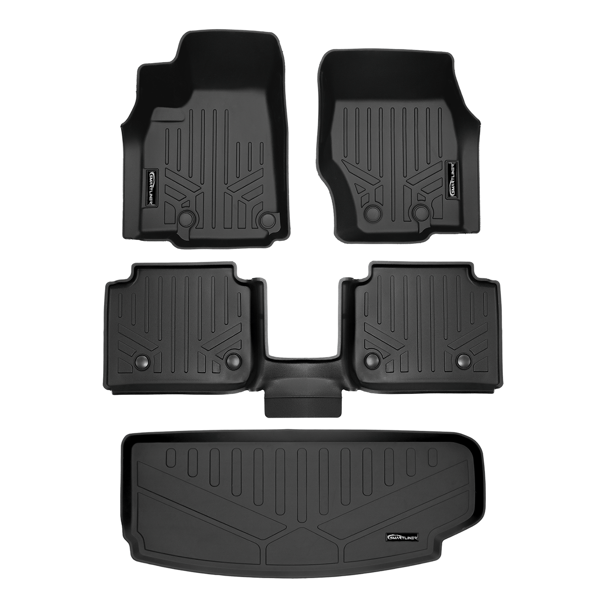Smart Liner USA Motor Vehicle Interior Fittings Black / 2 Row Floor Mat Liner Set & Cargo Liner Behind the 3rd Row SMARTLINER Custom Fit Floor Liners For 2021-2025 Jeep Grand Cherokee L with 2nd Row Bucket Seats With Center Console