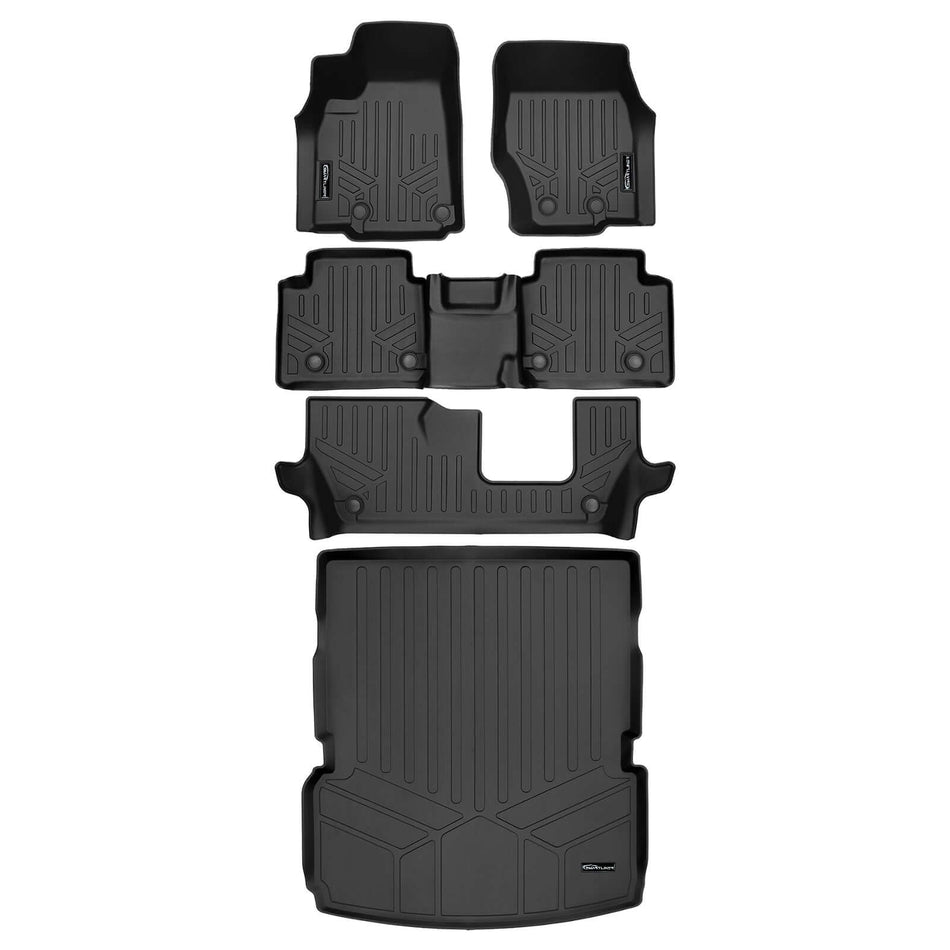 Smart Liner USA Motor Vehicle Interior Fittings Black / 3 Row Floor Mat Liner Set & Cargo Liner Behind the 2nd Row SMARTLINER Custom Fit Floor Liners For 2021-2025 Jeep Grand Cherokee L w/ 2nd Row Bench Seat (No subwoofer)