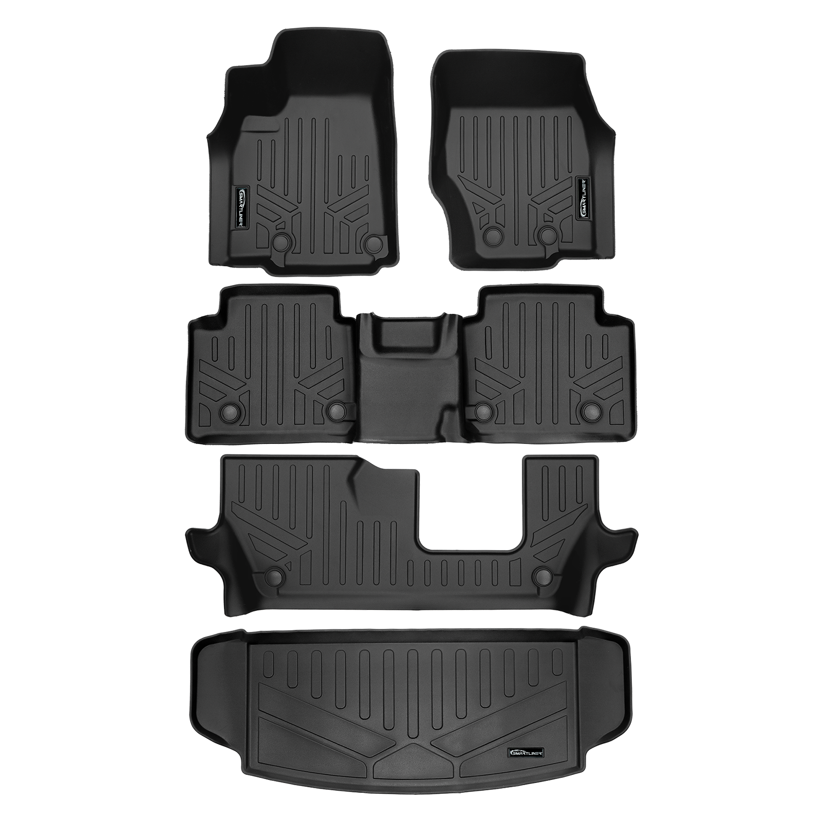SMARTLINER Custom Fit Floor Liners For 2021-2023 Jeep Grand Cherokee L w/ 2nd Row Bench Seat (No subwoofer)