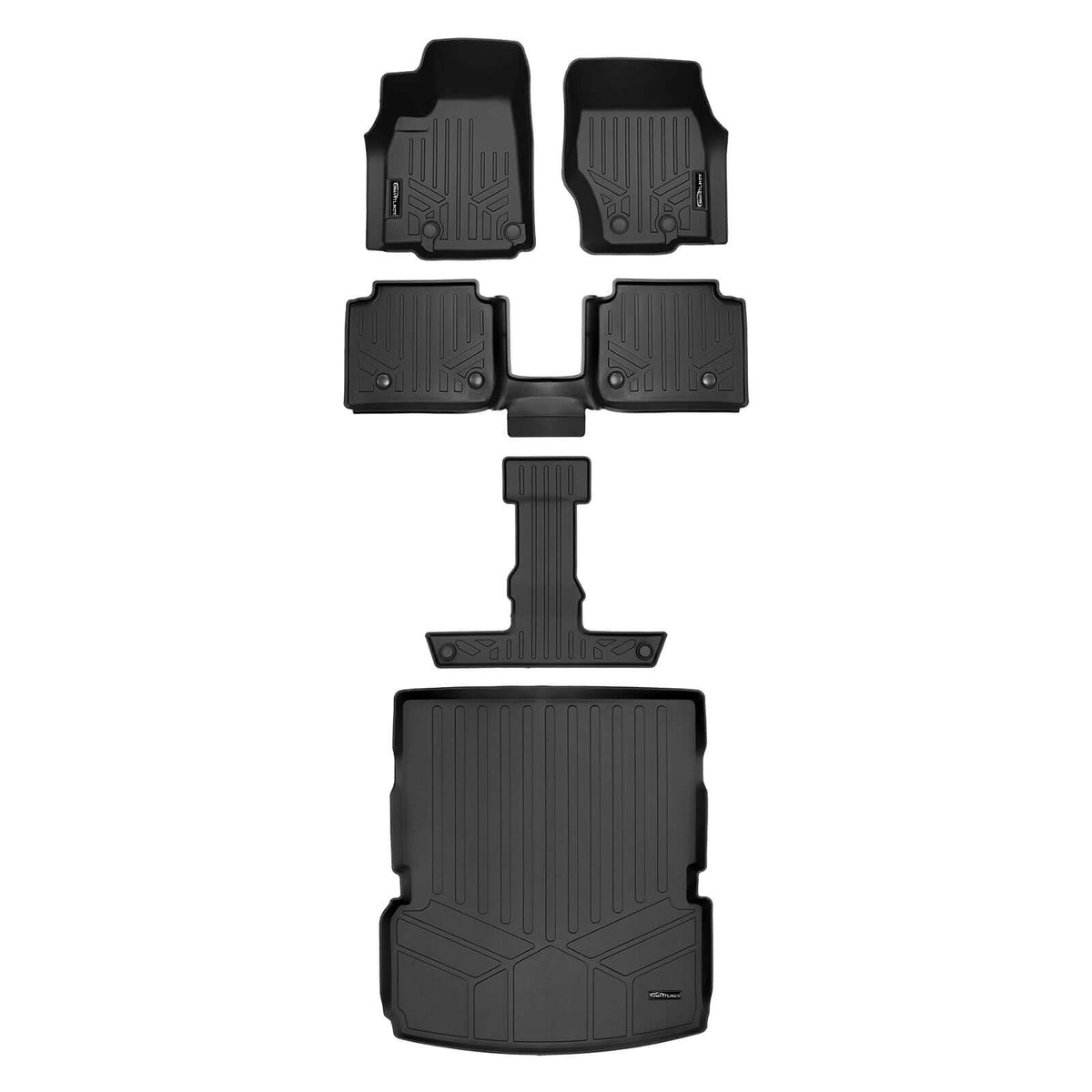 Smart Liner USA Motor Vehicle Interior Fittings Black / 3 Row Floor Mat Liner Set & Cargo Liner Behind the 2nd Row SMARTLINER Custom Fit Floor Liners For 2021-2025 Jeep Grand Cherokee L with 2nd Row Bucket Seats With Center Console (No subwoofer)