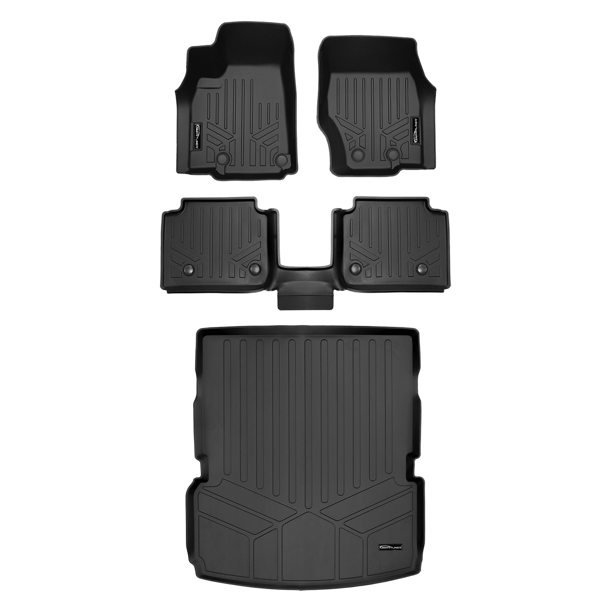 Smart Liner USA Motor Vehicle Interior Fittings Black / 2 Row Floor Mat Liner Set & Cargo Liner Behind the 2nd Row SMARTLINER Custom Fit Floor Liners For 2021-2025 Jeep Grand Cherokee L with 2nd Row Bucket Seats With Center Console (No subwoofer)