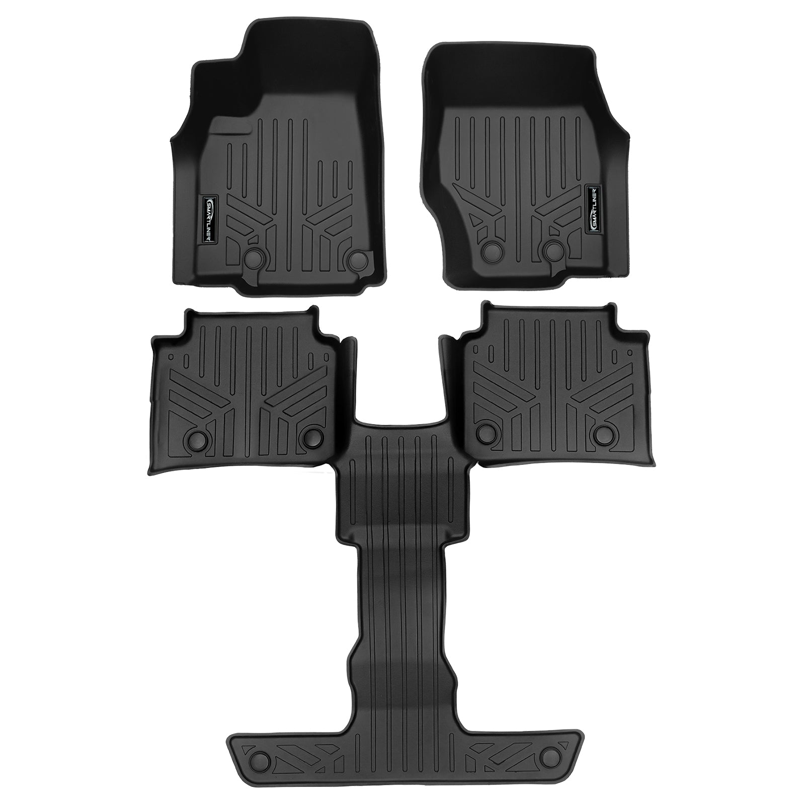 SMARTLINER Custom Fit Floor Liners For 2021-2023 Jeep Grand Cherokee L with 2nd Row Bucket Seat No Center Console with in between Coverage (No subwoofer)