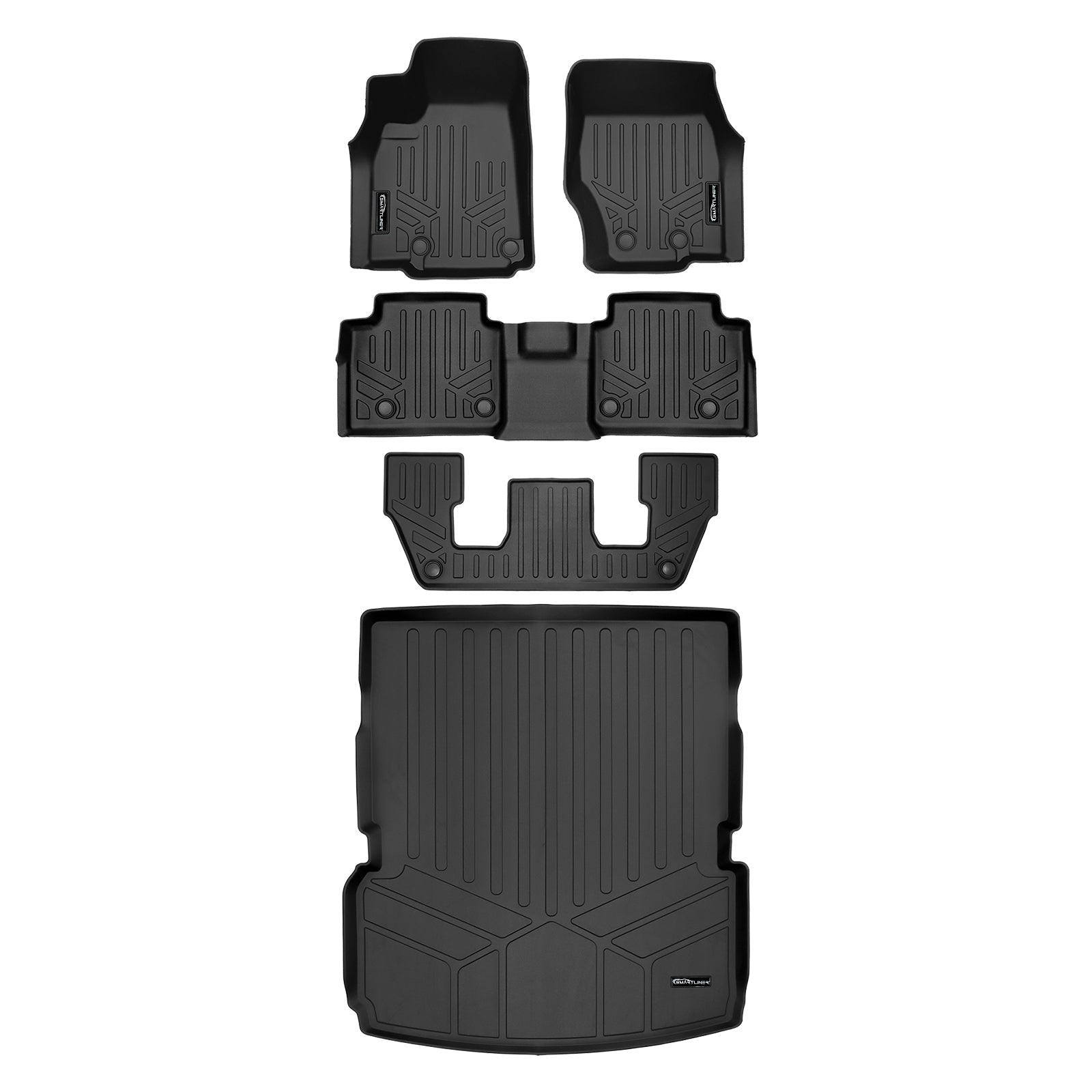 SMARTLINER Custom Fit Floor Liners For 2021-2023 Jeep Grand Cherokee L w/ 2nd Row Bucket Seats and center console (No subwoofer)