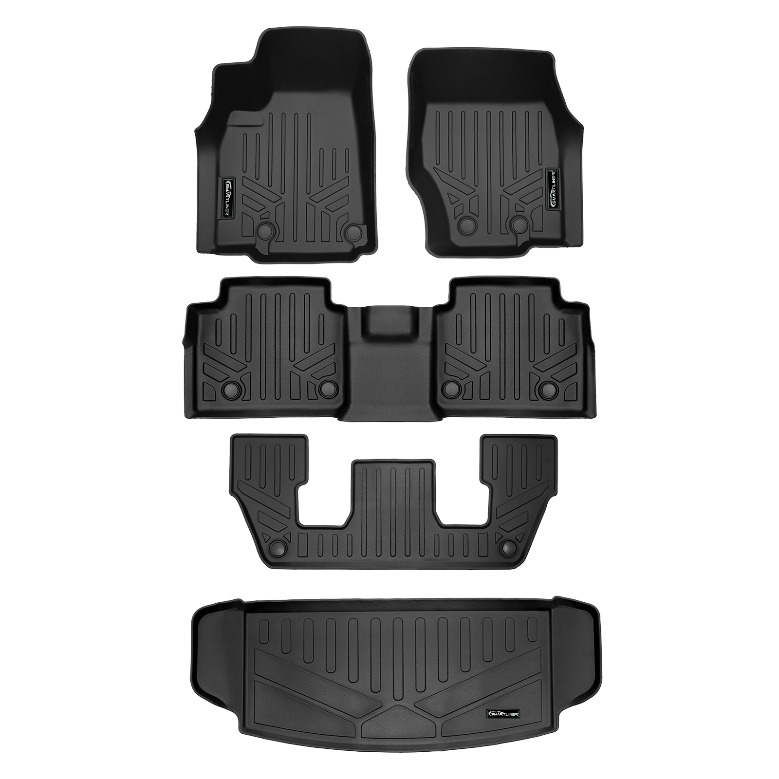 SMARTLINER Custom Fit Floor Liners For 2021-2023 Jeep Grand Cherokee L w/ 2nd Row Bucket Seats and center console (No subwoofer)