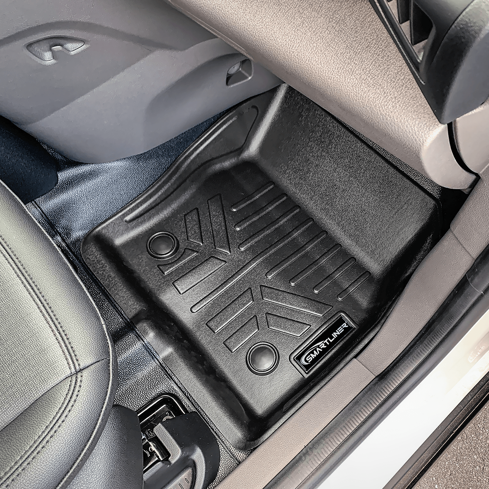 SMARTLINER Custom Fit Floor Liner Set Compatible With 2018-2025 Transit Connect With Vinyl Flooring and without secondary footrest (Short and Long Wheelbase)