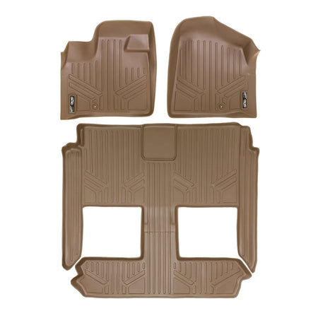 Smart Liner USA Floor Liners Tan / 2 Row Floor Mat Liner Set 2008-2012 Dodge Grand Caravan Floor Liners | 2nd Row Stow'n Go Bucket Seats, No Super Console | SMARTLINER