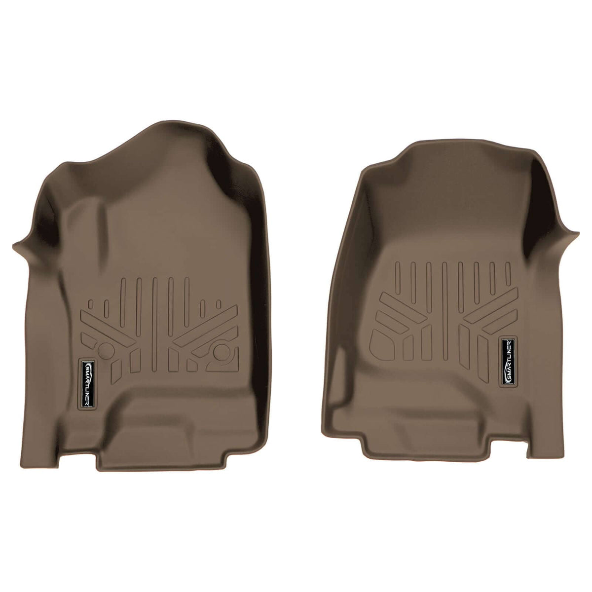 SMARTLINER Floor Liners Tan / First Row Liners 2015-2019 Chevrolet Silverado 3500 HD Floor Liners|Double Cab Models|SMARTLINER