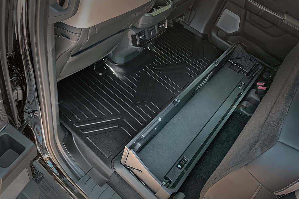 SmartCoverage™ Custom Fit Floor Liners For 2015-2024 Ford F-150 with 1st Row Bucket Seats & OEM 2nd Row Under Seat Storage