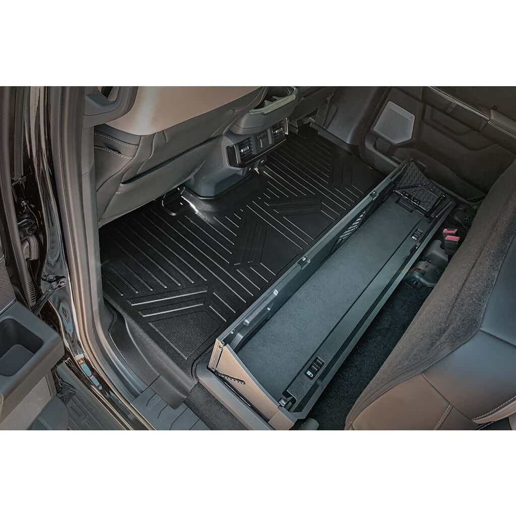 SmartCoverage™ Custom Fit Floor Liners For 2015-2024 Ford F-150 with 1st Row Bucket Seats & OEM 2nd Row Under Seat Storage (Vinyl Flooring)