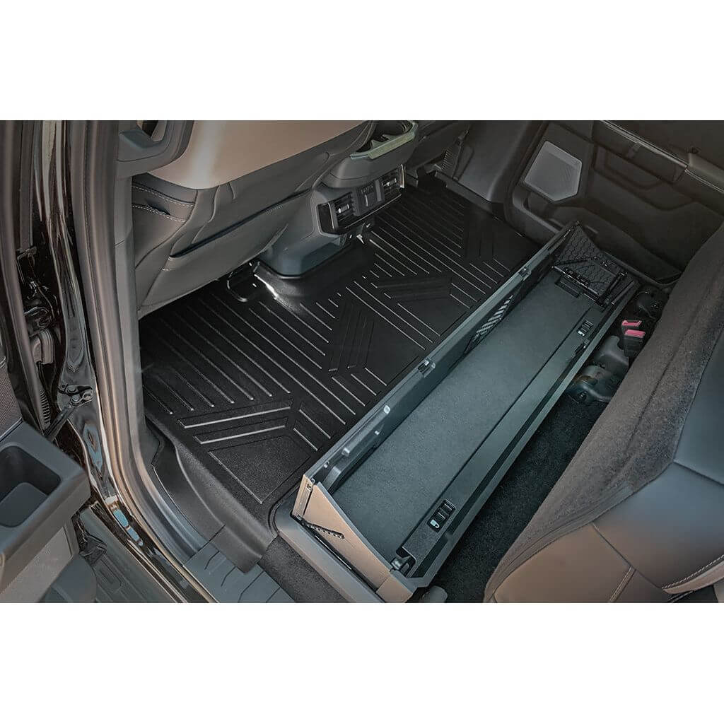 SmartCoverage™ Custom Fit Floor Liners For 2015-2024 Ford F-150 with 1st Row Bucket Seats & OEM 2nd Row Under Seat Storage (Vinyl Flooring)