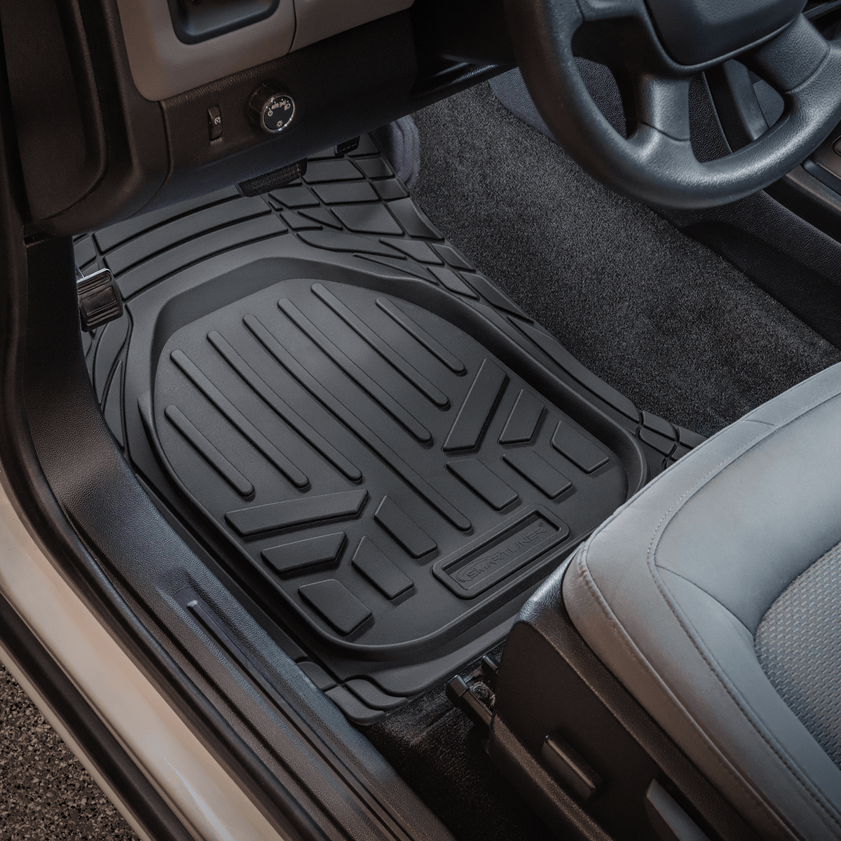 Smartliner USA Motor Vehicle Interior Fittings First and Second Row Floor LIners / Black Smartliner Universal Fit Vehicle Floor Mat Liner