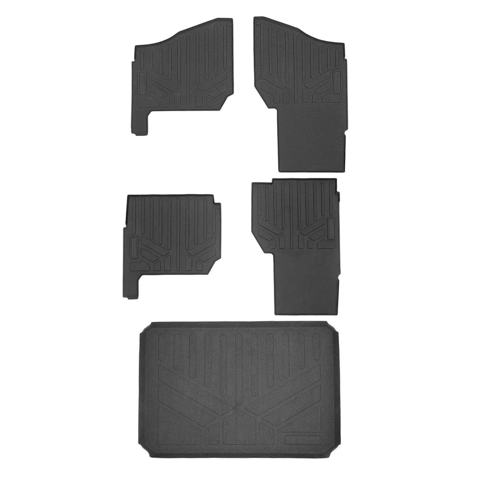 Smartliner USA 2 Row Rugged Rubber Mat Set & Truck Bed Mat Liner (Bedliner) / Black SMARTLINER OUTDOORSâ„¢ Custom Fit Floor Liners For 2018-2024 Polaris Ranger XP Crew 1000