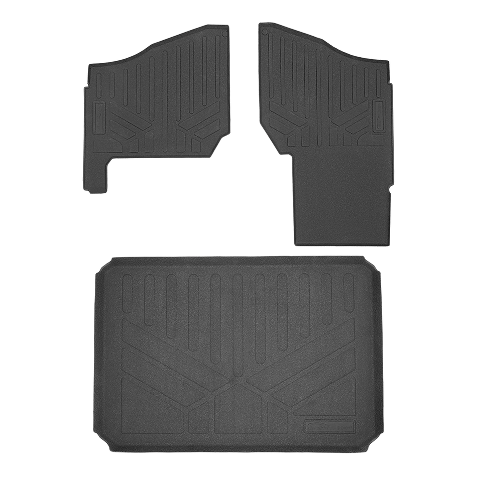 Smartliner USA Black / 1st Row and Truck Bed Rugged Rubber Mat Set SMARTLINER Custom Fit Floor Liners For 2018-2025 Polaris Ranger XP 1000