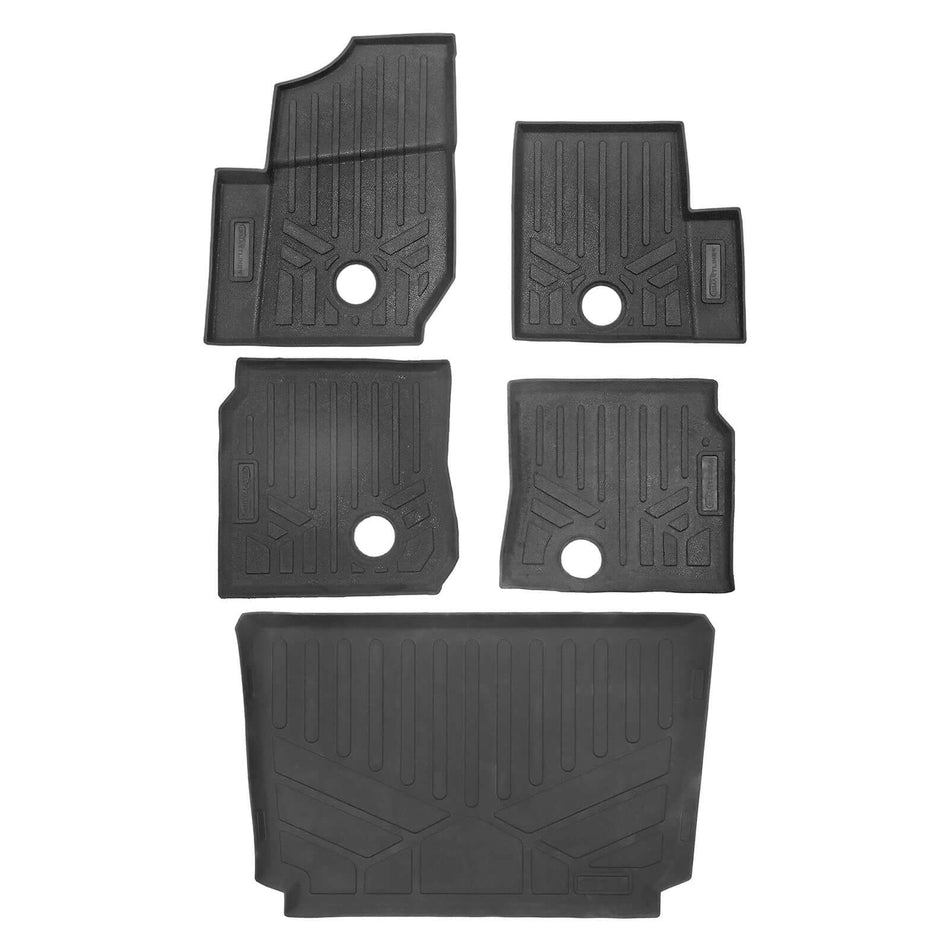 Smartliner USA Black / 2 Row Rugged Rubber Mat Set & Truck Bed Mat Liner (Bedliner) SMARTLINER Custom Fit Rugged Rubber Floor Liners For 2019-2025 Polaris General XP 1000 (4-Seater Models)