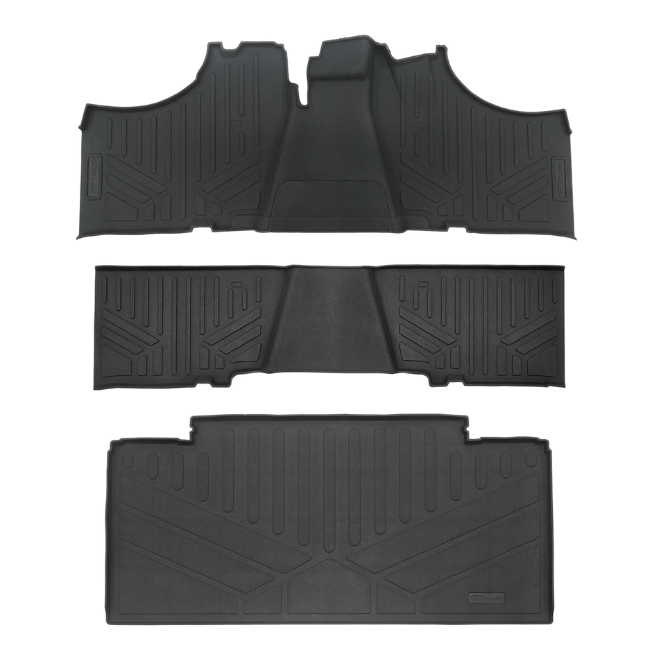 Smartliner USA Black / 2 Row Rugged Rubber Mat Set & Truck Bed Mat Liner (Bedliner) SMARTLINER Custom Fit Rugged Rubber Floor Liners For 2017-2024 Kawasaki Mule (6-Seater Models)