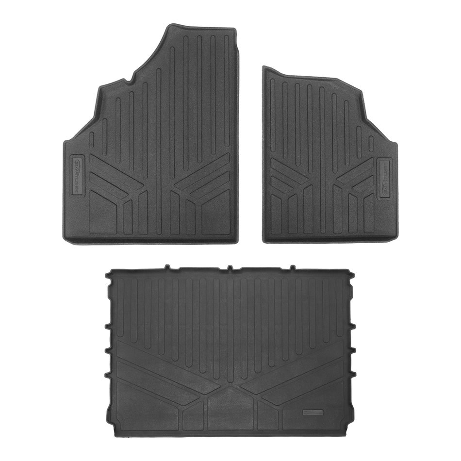 Smartliner USA Custom Fit Floor Mat Liners Black / 1st Row and Truck Bed Rugged Rubber Mat Set SMARTLINER OUTDOORSâ„¢ Custom Fit Rugged Rubber Floor Liners For 2016-2025 Can-Am Defender (3 Seater)