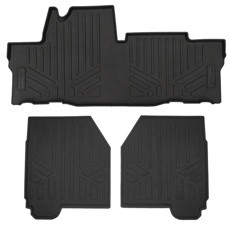 Smartliner USA Black / 2 Row Rugged Rubber Mat Set SMARTLINER Custom Fit Floor Liners For 2018-2024 Honda Pioneer 700 (4 Seater Models Only)