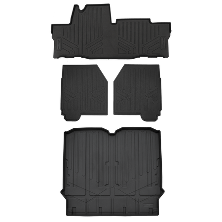 Smartliner USA UTV Black / 2 Row Rugged Rubber Mat Set & Truck Bed Mat Liner (Bedliner) SMARTLINER Floor Liners for 2018-2026 Honda Pioneer 700 (4 Seater Models Only)
