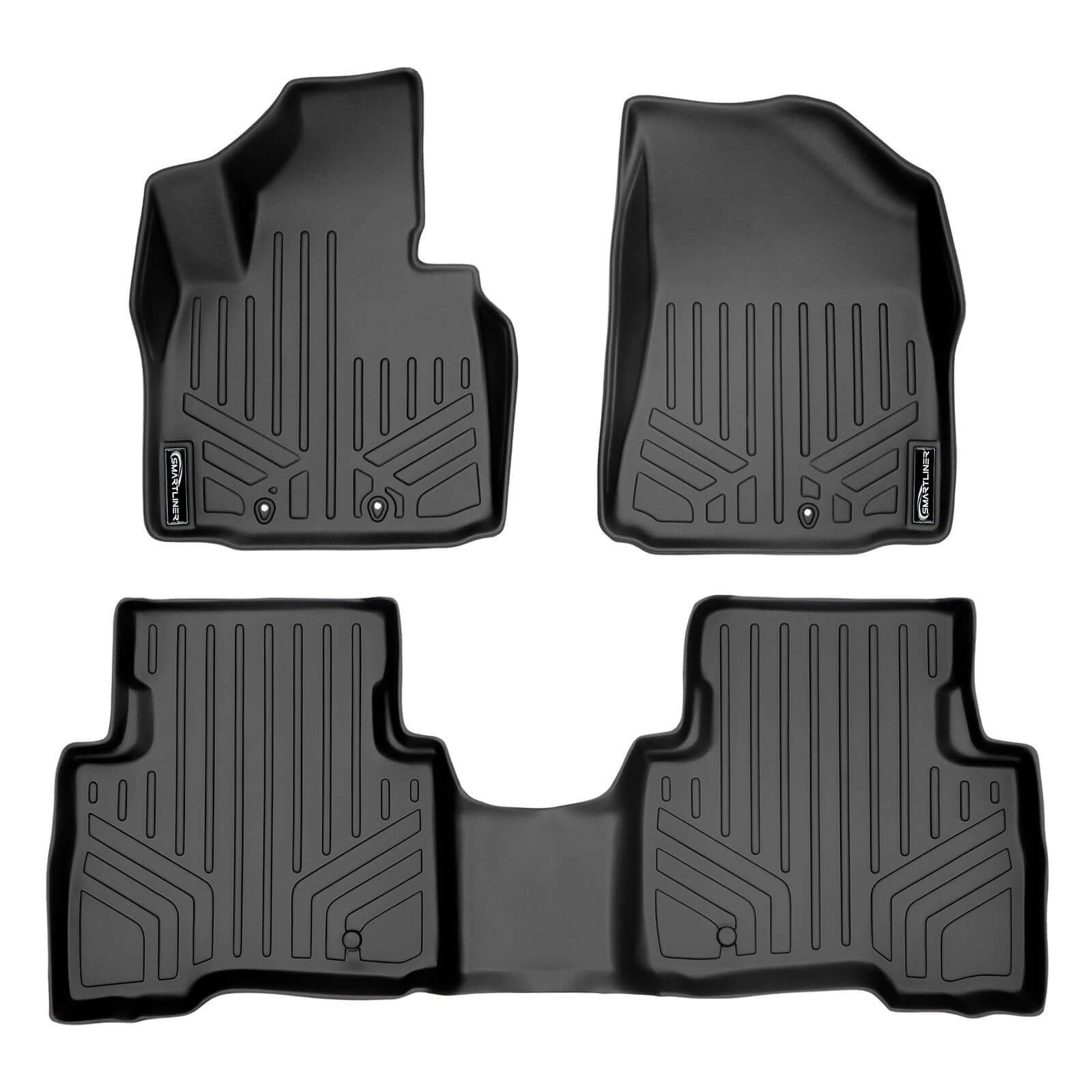 SMARTLINER Custom Fit for 2014-2015 Kia Sorento (with 3rd Row Seats) - Black / 2 Row Floor Mat Liner Set & Cargo Liner Behind the 2nd Row - Smartliner USA