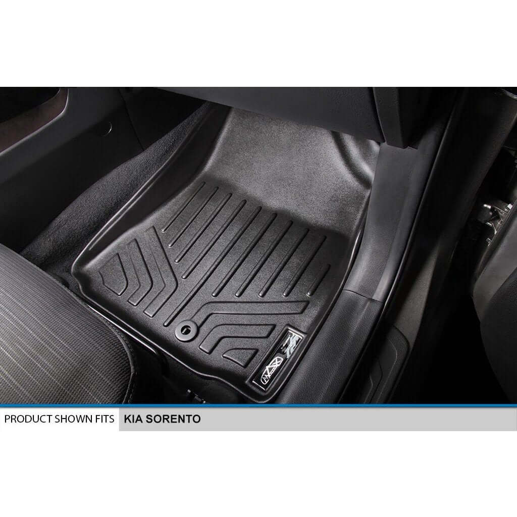 SMARTLINER Custom Fit for 2014-2015 Kia Sorento (with 3rd Row Seats) - Black / 2 Row Floor Mat Liner Set & Cargo Liner Behind the 2nd Row - Smartliner USA