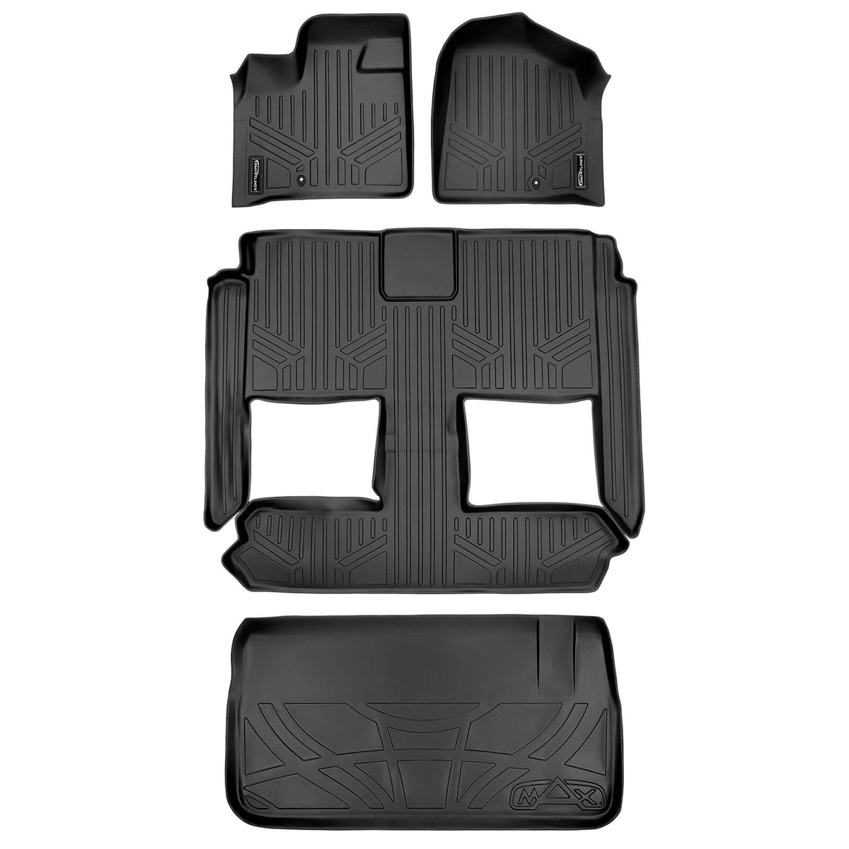 Smart Liner USA Motor Vehicle Interior Fittings Black / 2 Row Floor Mat Liner Set & Cargo Liner Behind the 3rd Row Smart Trimâ„¢ Custom Fit Floor Liners For 2008 2020 Caravan/Town & Country (Stow'n Go Only)