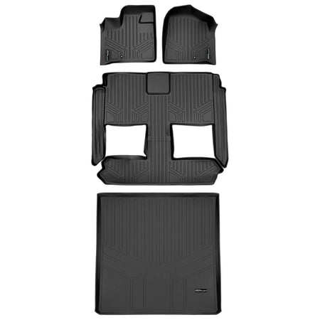 Smart Liner USA Motor Vehicle Interior Fittings Black / 2 Row Floor Mat Liner Set & Cargo Liner Behind the 2nd Row Smart Trimâ„¢ Custom Fit Floor Liners For 2008 2020 Caravan/Town & Country (Stow'n Go Only)