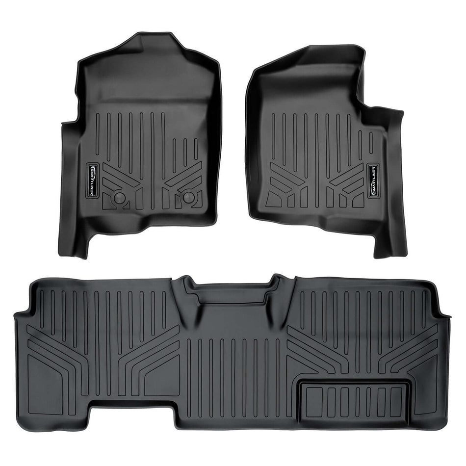 2011-2014 Ford F-150 Floor Liners|Super Cab Models (Not 4x4 Shifters( Not over the hump ). Trimline for vehicles equipped with Sony Subwoofer. (Non Flow through Console))|SMARTLINER
