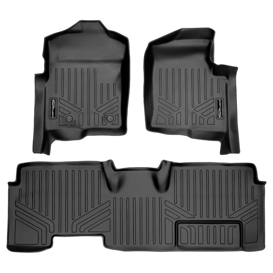 2011-2014 Ford F-150 Floor Liners|Super Cab Models (Not 4x4 Shifters, Not over the hump. Trimline for vehicles equipped with Sony Subwoofer. Flow through Console)|SMARTLINER