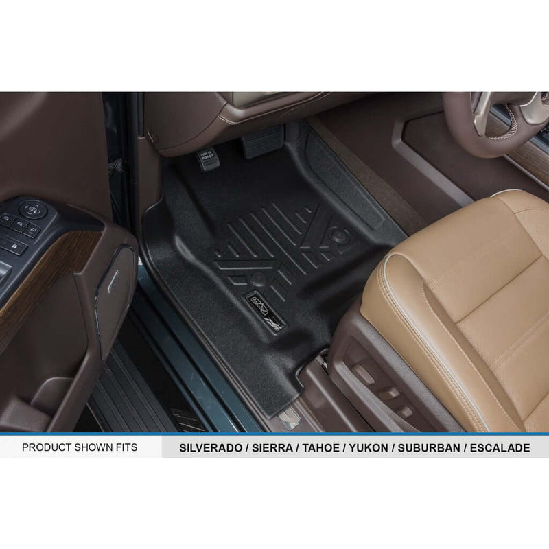 Smartliner Floor Mats 2 Row Liner Set Black for Crew Cab 2014 2018 Silverado Sie
