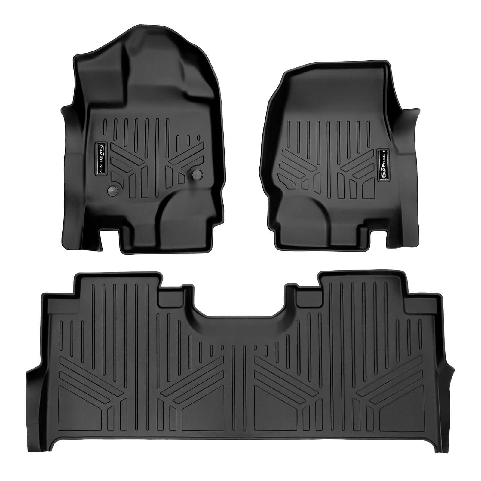SmartCoverage™ Custom Fit Floor Liners For 2015-2024 Ford F-150 with 1st Row Bucket Seats & OEM 2nd Row Under Seat Storage