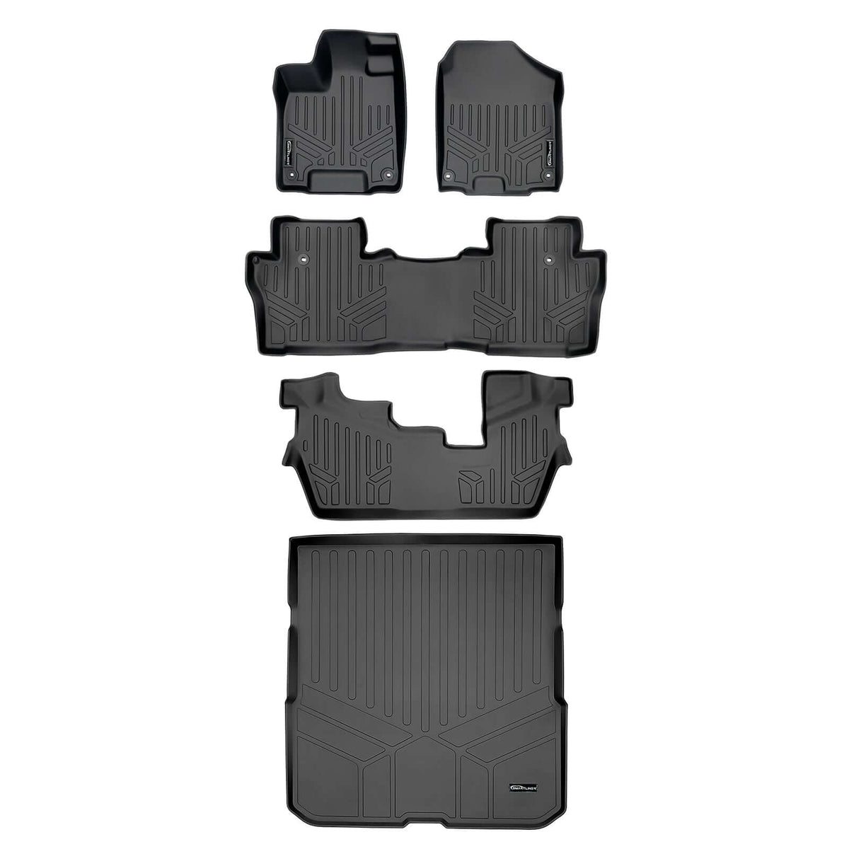 Smart Liner USA Motor Vehicle Interior Fittings Black / 3 Row Floor Mat Liner Set & Cargo Liner Behind the 2nd Row SMARTLINER Custom Fit Floor Liners For 2016-2022 Honda Pilot (8 Passenger Model)