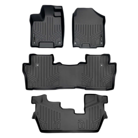 Smart Liner USA Motor Vehicle Interior Fittings Black / 3 Row Floor Mat Liner Set SMARTLINER Custom Fit Floor Liners For 2016-2022 Honda Pilot (8 Passenger Model)
