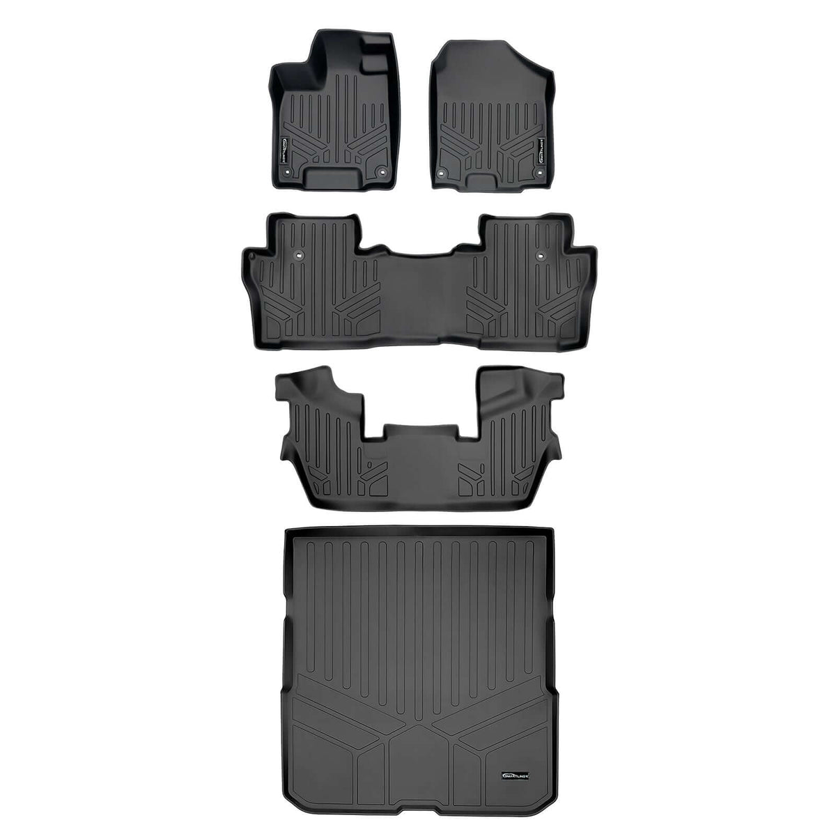 Smart Liner USA Motor Vehicle Interior Fittings Black / 3 Row Floor Mat Liner Set & Cargo Liner Behind the 2nd Row SMARTLINER Custom Fit Floor Liners For 2016-2022 Honda Pilot (7 Passenger Model)